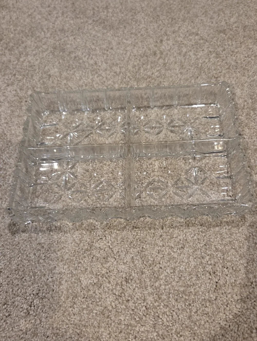 Pressed Glass Divided Vanity Tray - 4 Compartment, Vintage